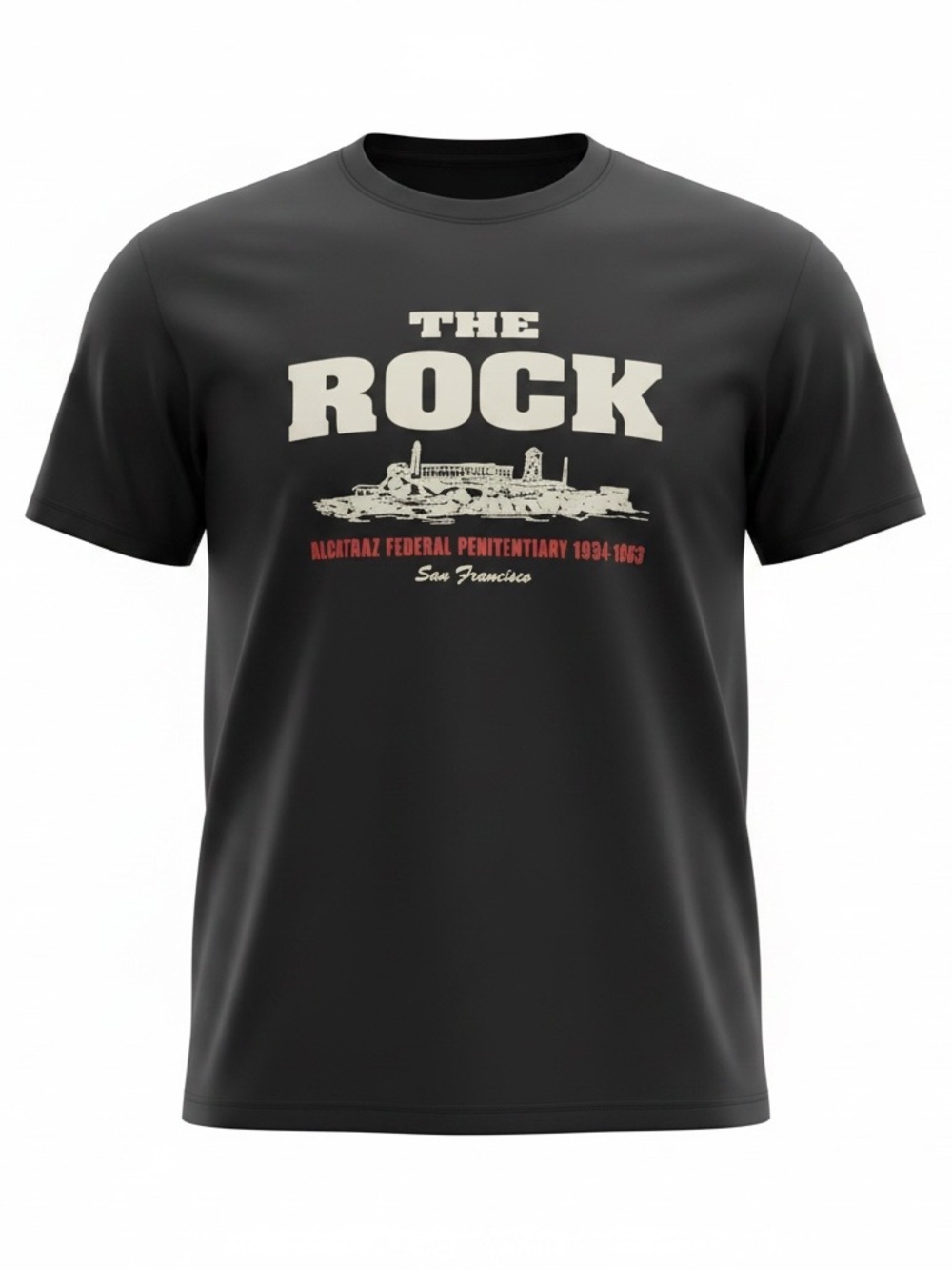 Cool Alcatraz the rock San Fransisco Men's XL Black Graphic crew neck cotton